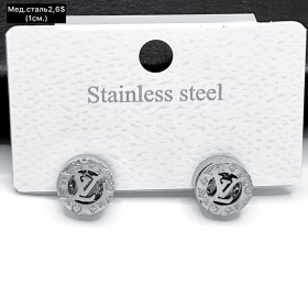 Сережки мед.сталь 10653 ( 1 см.)